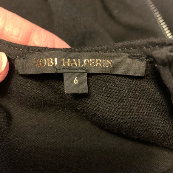 KOBE HALPERIN designer 6 black knit midi dress flattering top and waist accents - Picture 10 of 16